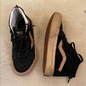 Vans Black and Gold Glitter High-Tops